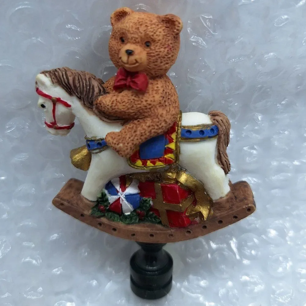 NIB Polystone Lamp Topper Christmas Rocking Horse Teddy Bear‎ GIFTCO INC.